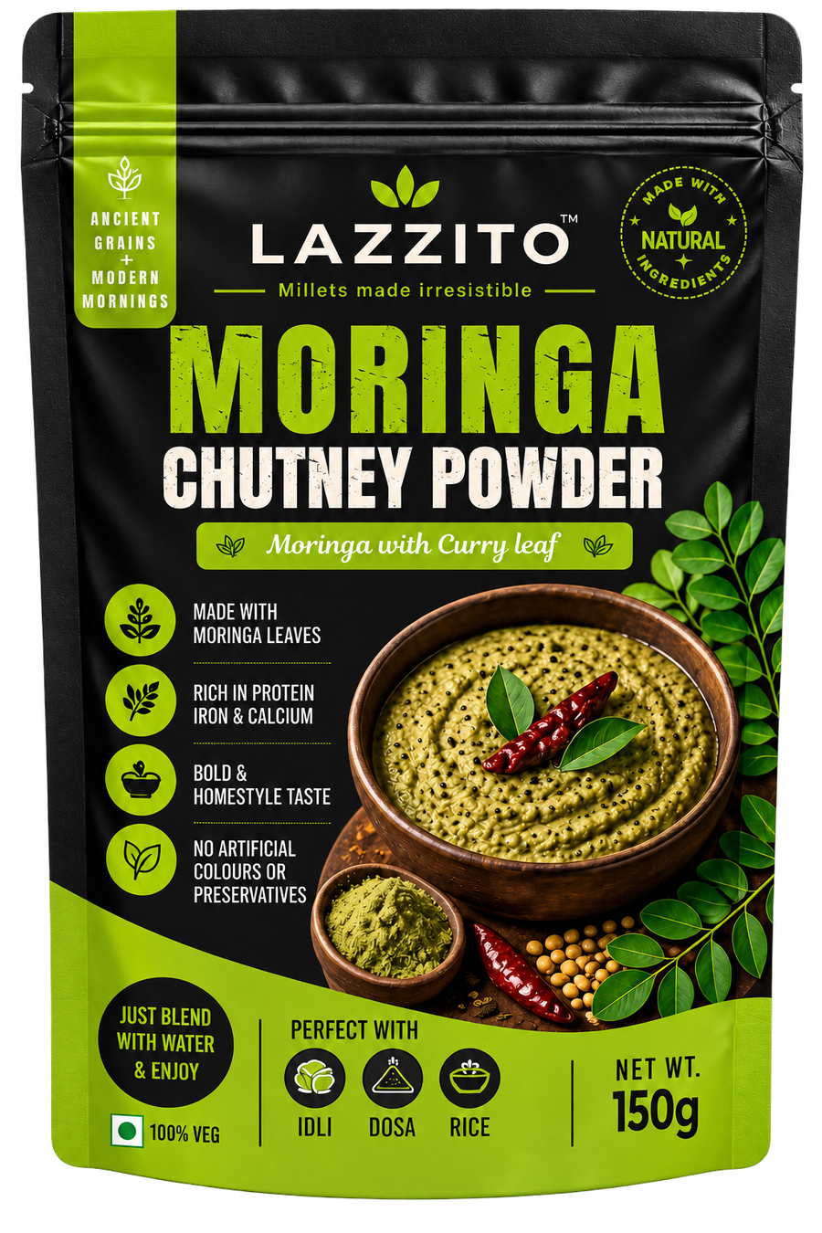 Lazzito Moringa & Curry Leaves Chutney Powder