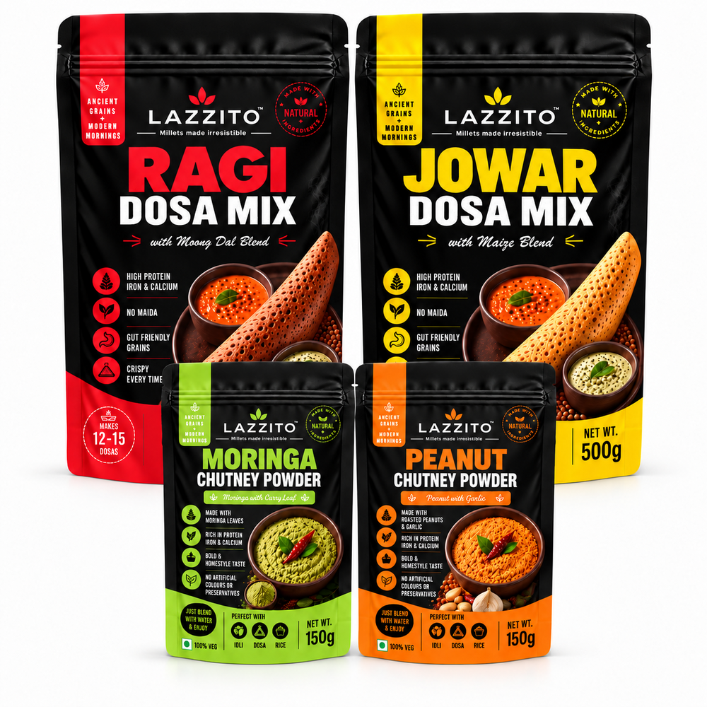 Lazzito Full Range — Ragi 500g + Jowar 500g + Moringa 150g + Peanut 150g